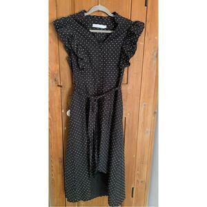 Hunter Bell black & white polka dot ruffled midi dress